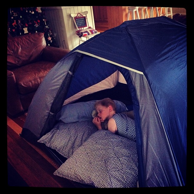 A tent in the lounge room x