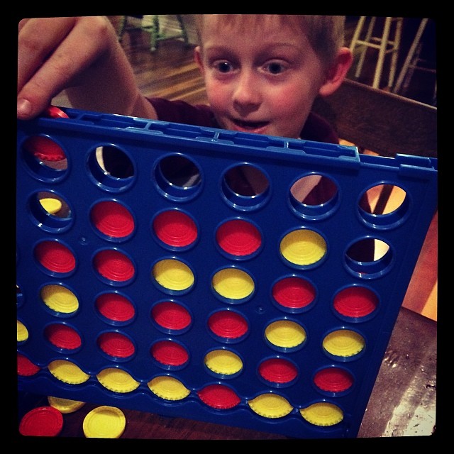 Connect 4 and spaghetti at dinner