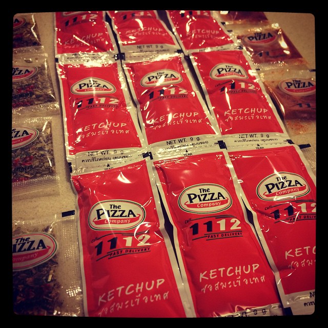 Tomato sauce comes with nearly everything here. 9 pkts with one medium pizza