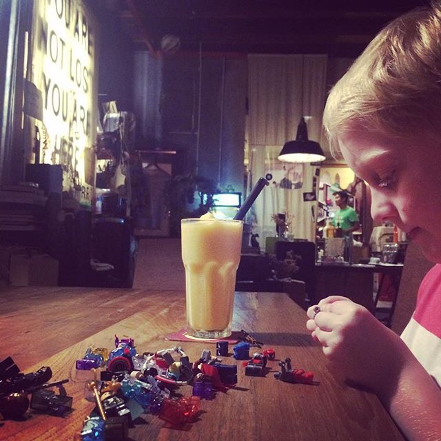 Playing Lego in a little cafe in Malaysia