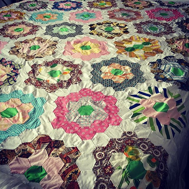 Dusted off the sewing machine. Time to sew some of those vintage quilt tops that have been sitting in the cupboard.