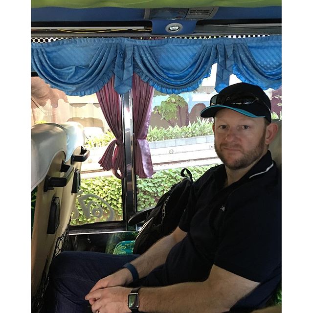 We are off on a Poyry (Andrew's work) family excursion by bus to Khao Yai. It's supposed to involve group games and the bus has karaoke 😕 Check out the curtains on the bus!!!