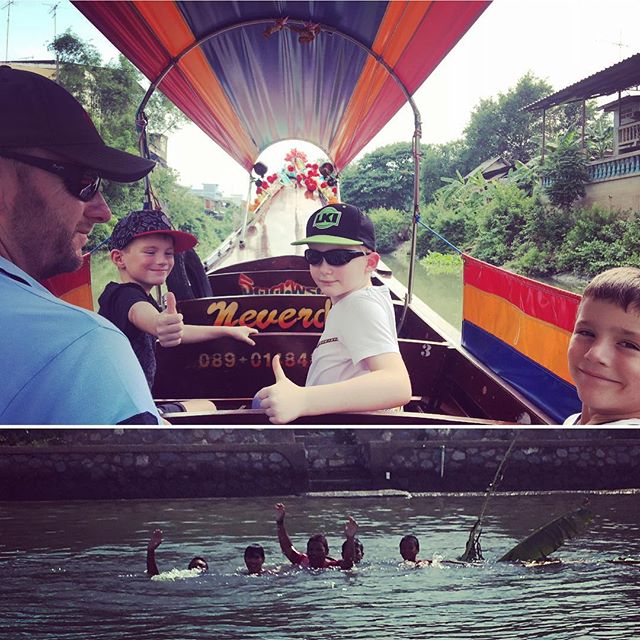 Long tail boat at Ayutthaya - all the boys