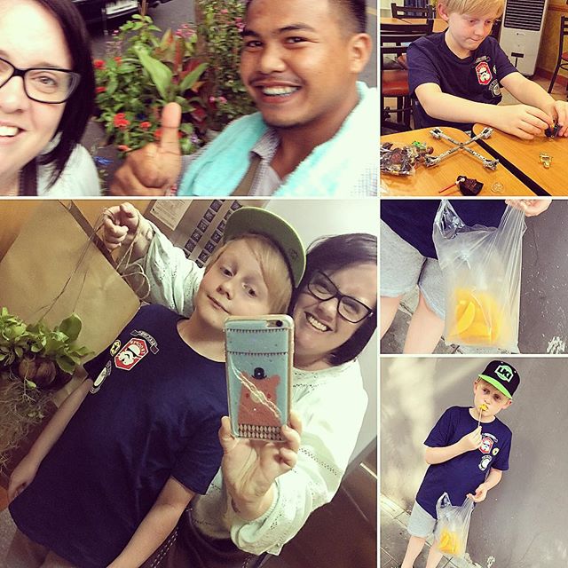 More afternoon fun - Lego at Subway, eating Mango from the street vendor and buying plants from our favorite traveling plant man! We totally nailed the selfie in the lift.....not
