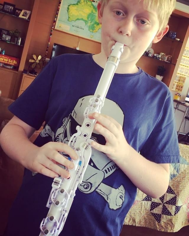 Ben's first instrument. It's a clarineo (a beginner clarinet). So much excitement in our house!!