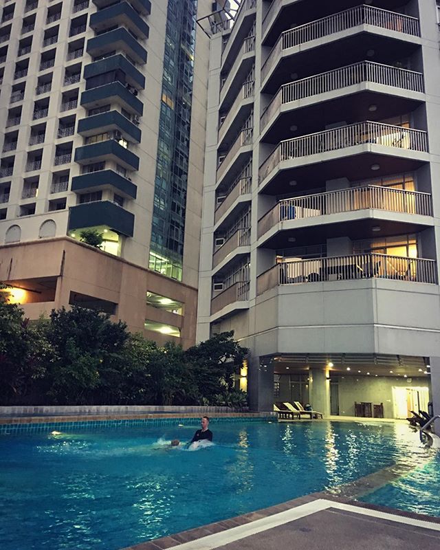 Such a beautiful evening to sit by the pool for swimming lessons ️ #thailandwinter